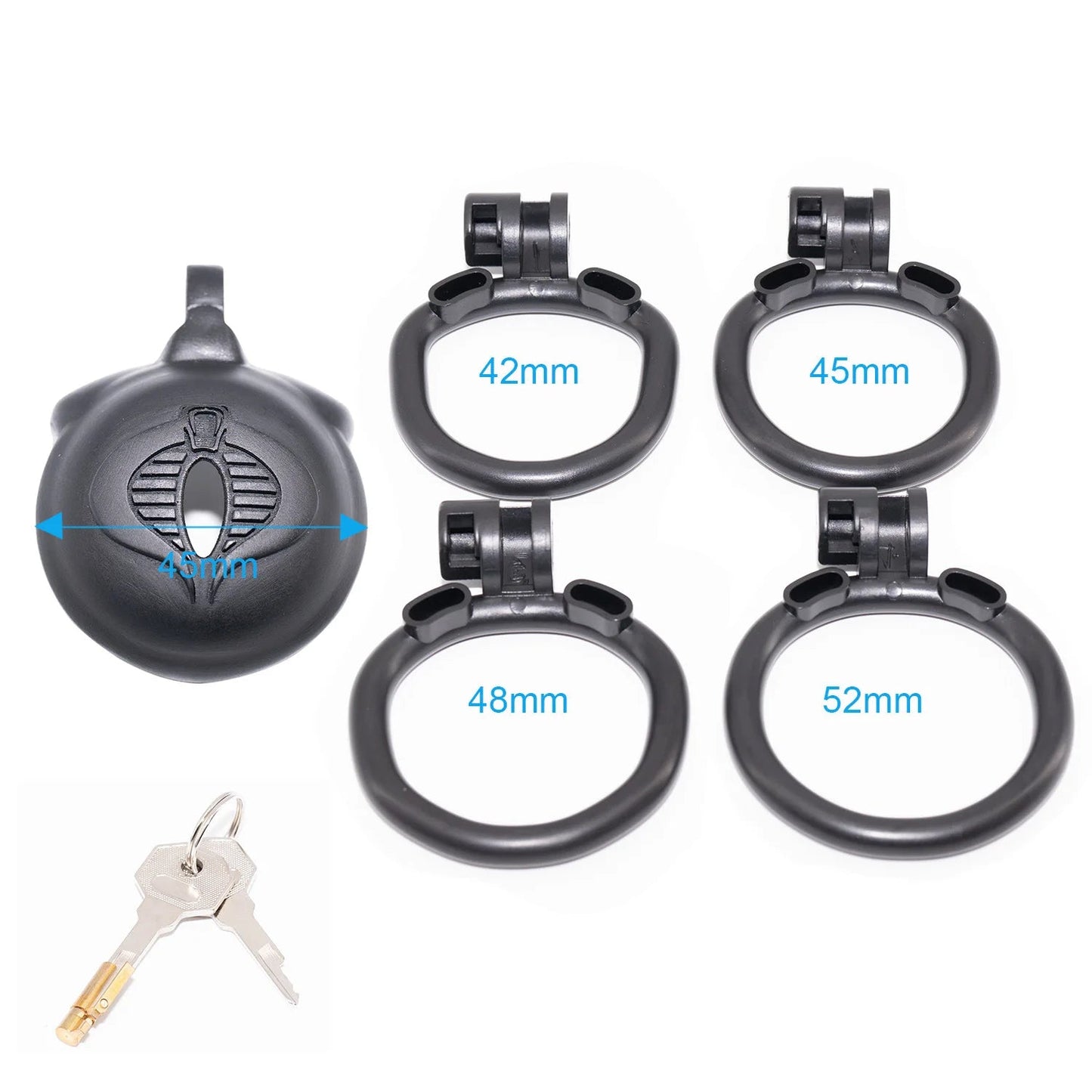 Micro Cobra Chastity Cage Set with 4 Penis Rings Black Mamba Male CockCage BDSM Device Kink Fetish Gear 