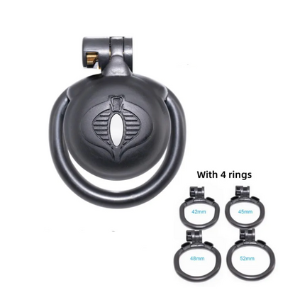 Micro Cobra Chastity Cage Set with 4 Penis Rings Black Mamba Male CockCage BDSM Device Kink Fetish Gear 