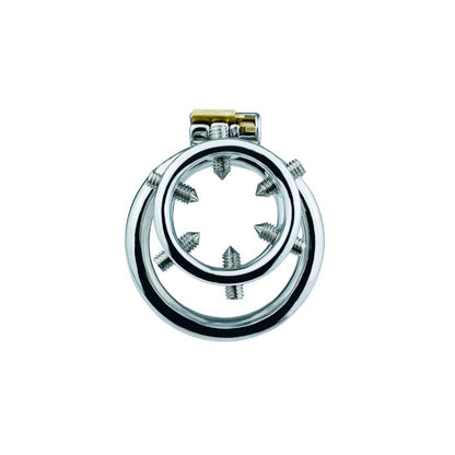 Spiked Chastity Cage - Bolted Metal Cock Cage with 4 Snap Ring Sizes For Option