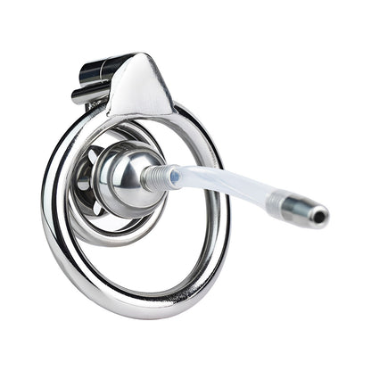 Micro Negative Inverted Flat Chastity Cage with Silicone Urethral Catheter and Strap