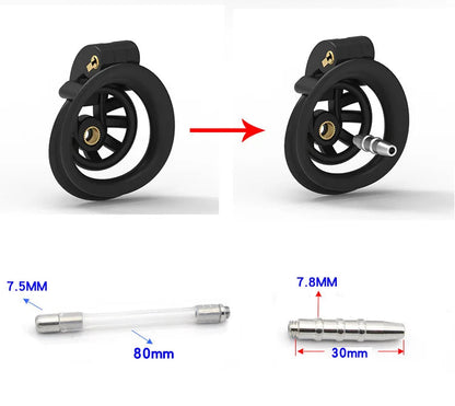 Super Small Positive/Negative Cobra Chastity Cage with Metal/Silicone Urethral Tube - KeepMeLocked