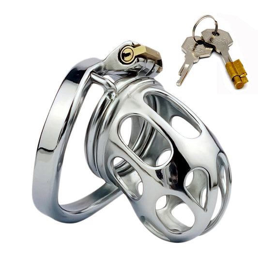 Stainless steel cobra chastity cage for men with breathable holes anti-masturbation - KeepMeLocked