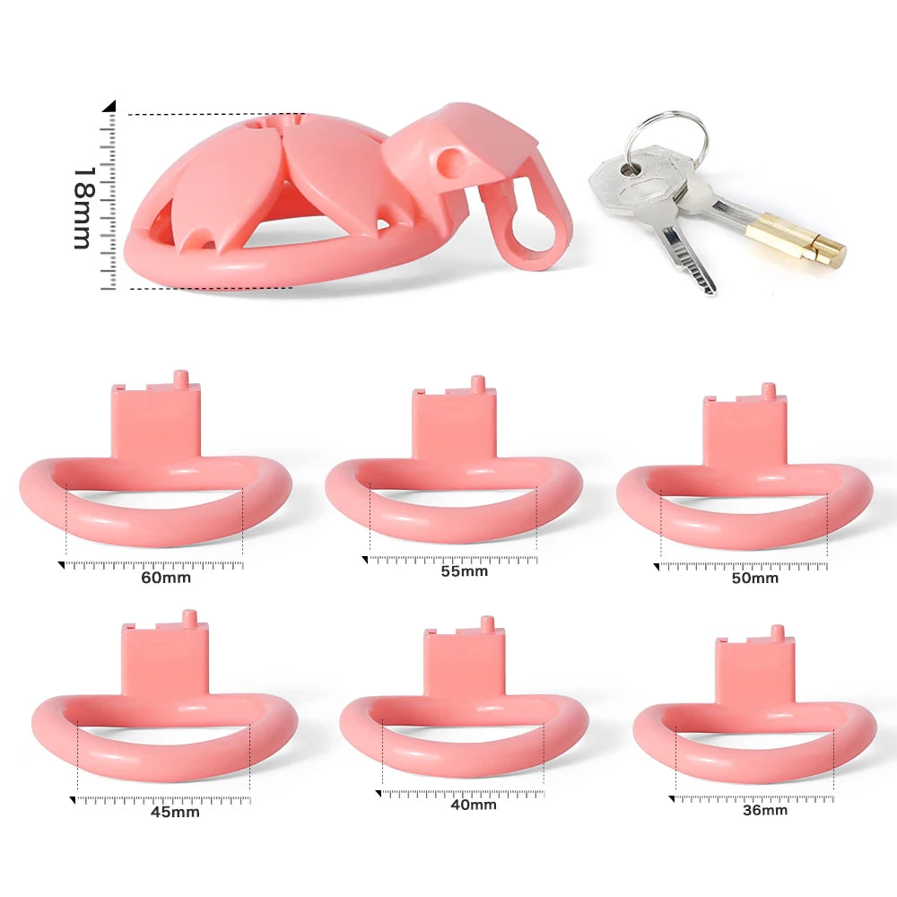 Small Flat Lightweight 3D Printed Sakura Resin Chastity Cage - KeepMeLocked