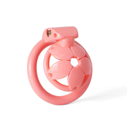 Small Flat Lightweight 3D Printed Sakura Resin Chastity Cage - KeepMeLocked