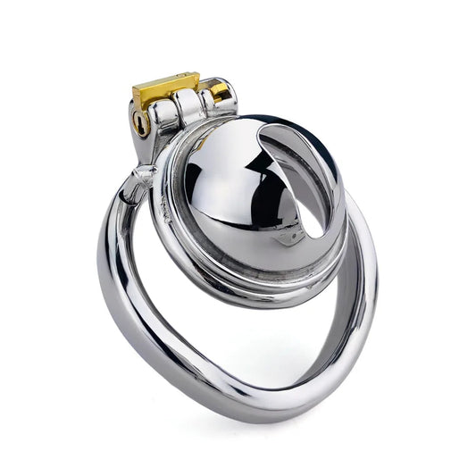 Stainless Steel Micro Chastity Cage With Urethral Pussy Hole - KeepMeLocked