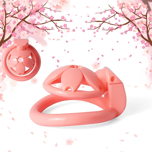 Small Flat Lightweight 3D Printed Sakura Resin Chastity Cage