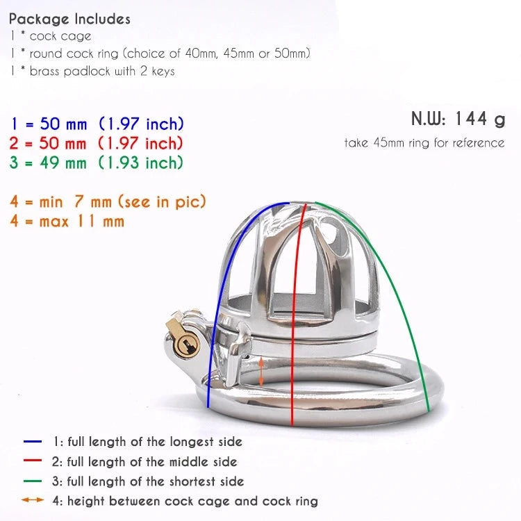 Small Metal Chastity Cage with Urine Hole 