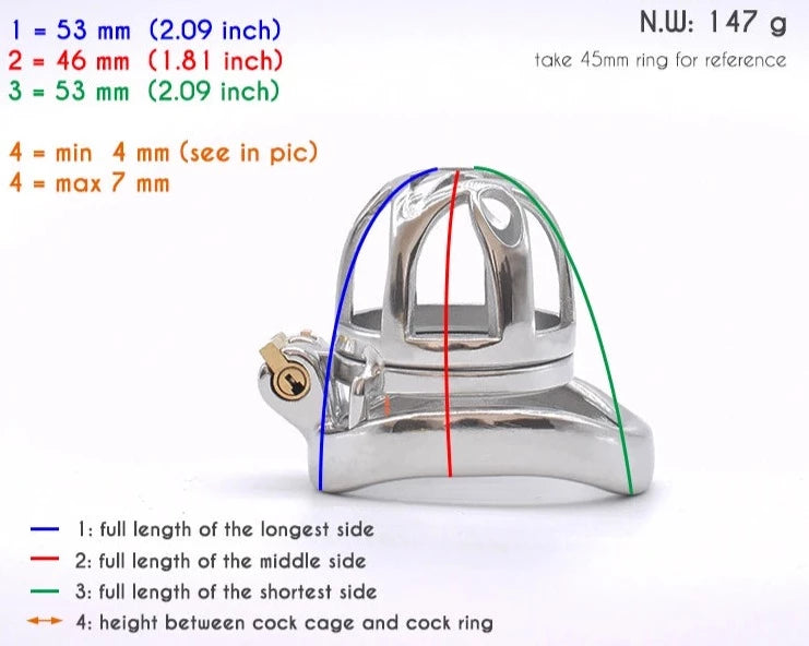 Small Metal Chastity Cage with Urine Hole 