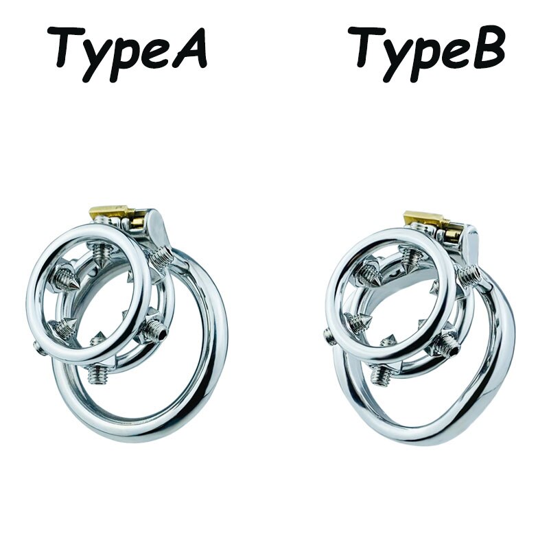 Spiked Chastity Cage - Bolted Metal Cock Cage with 4 Snap Ring Sizes For Option