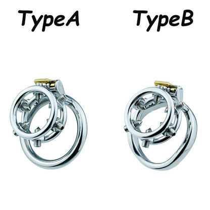 Spiked Chastity Cage - Bolted Metal Cock Cage with 4 Snap Ring Sizes For Option