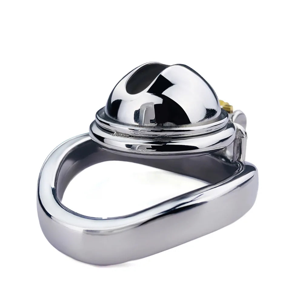 Stainless Steel Micro Chastity Cage With Urethral Pussy Hole