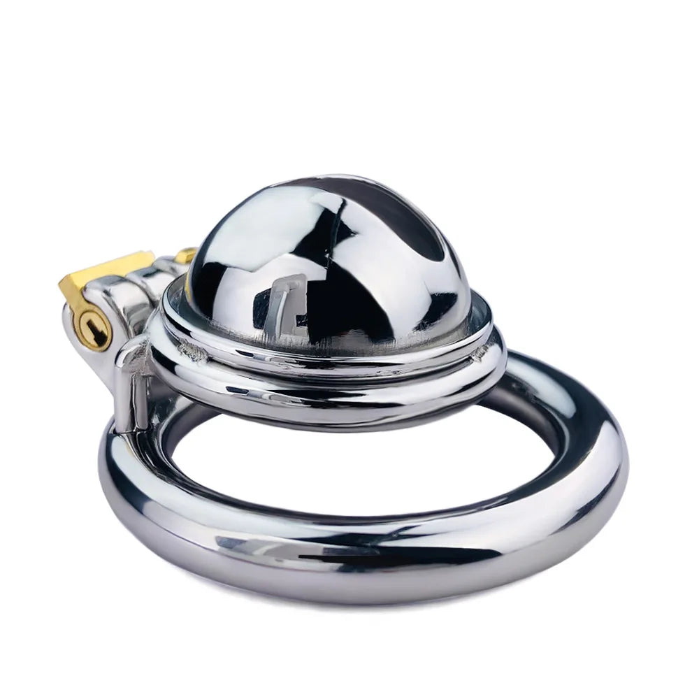 Stainless Steel Micro Chastity Cage With Urethral Pussy Hole