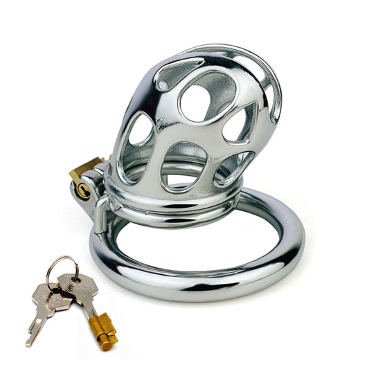 Stainless steel cobra chastity cage for men with breathable holes anti-masturbation 