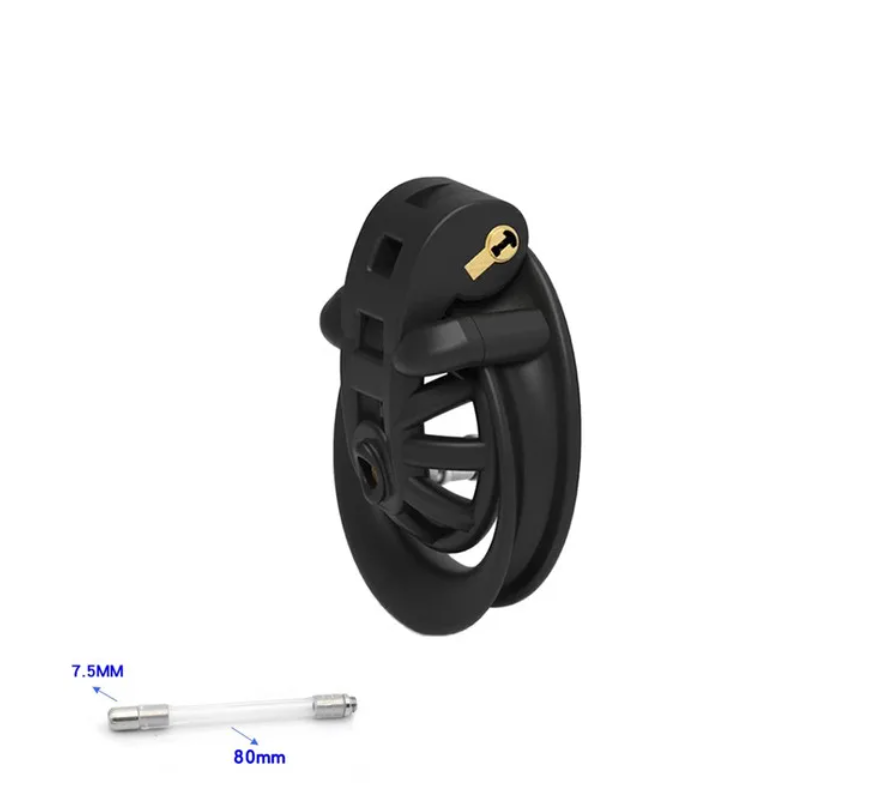 Super Small Positive/Negative Cobra Chastity Cage with Metal/Silicone Urethral Tube Inverted Male Cock Cage