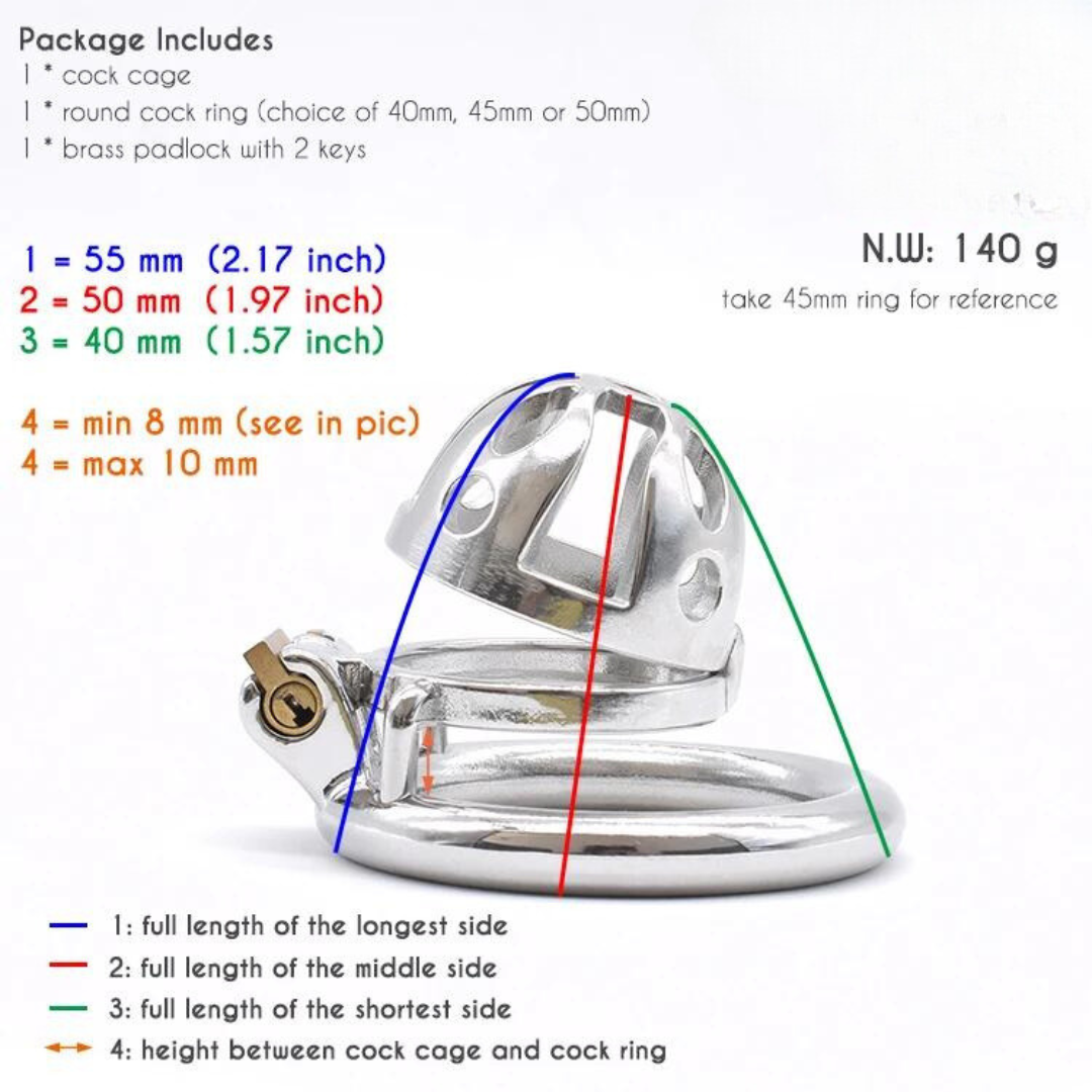 Small Metal Chastity Cage For Men in 3 Sizes with Adjustable PU Strap