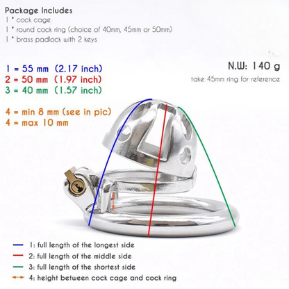 Small Metal Chastity Cage For Men in 3 Sizes with Adjustable PU Strap