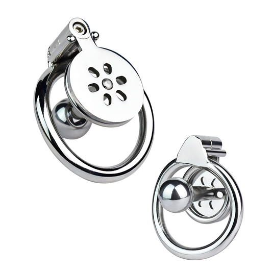 Flat Inverted Chastity Cage with Metal Ball Cylinder Negative Cock Cage For Men