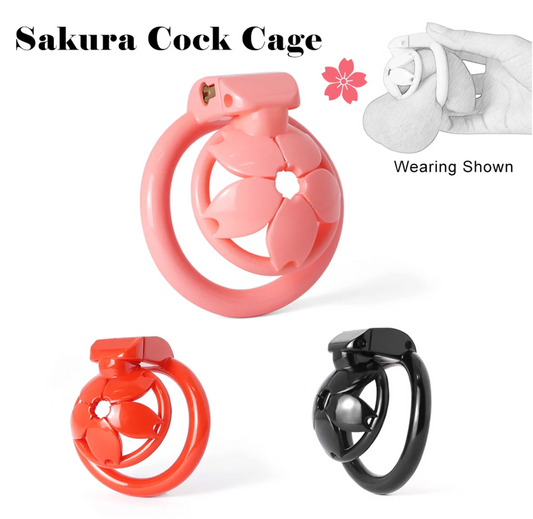 Small Flat Lightweight 3D Printed Sakura Resin Chastity Cage - KeepMeLocked