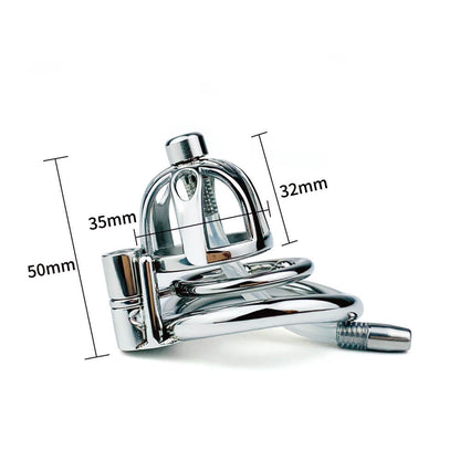 Male Stainless Steel Chastity Cage With Silicone/Metal Urethral Tube - KeepMeLocked