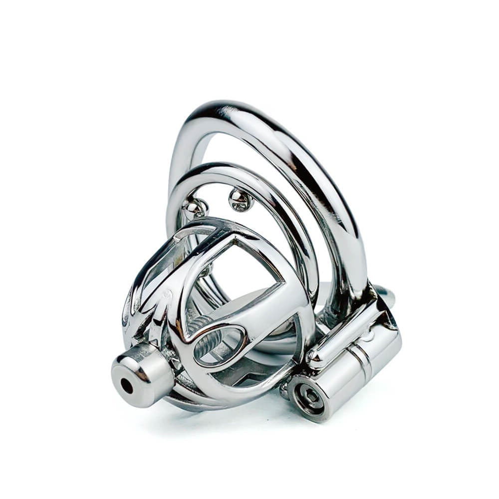 Male Stainless Steel Chastity Cage With Silicone/Metal Urethral Tube - KeepMeLocked